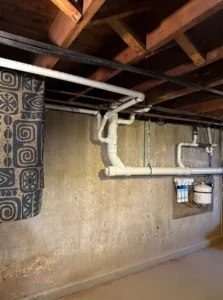 Fresh water piping run through a Capital Region basement by Empire State Plumbing during a whole-home repipe